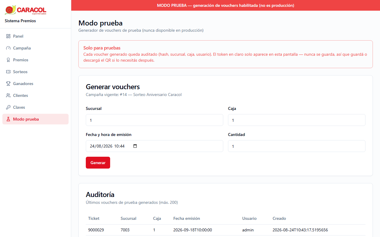 Generador de vouchers de prueba
