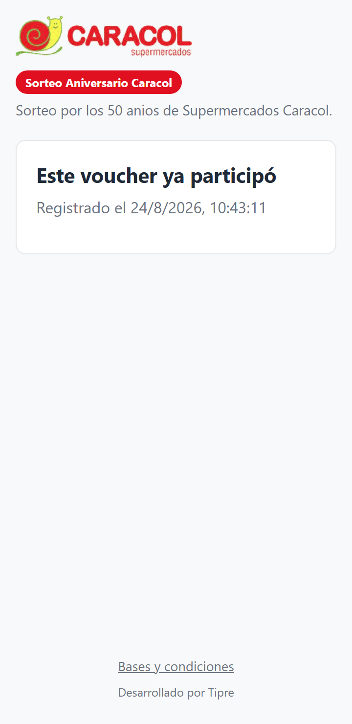 Pantalla: este voucher ya participó
