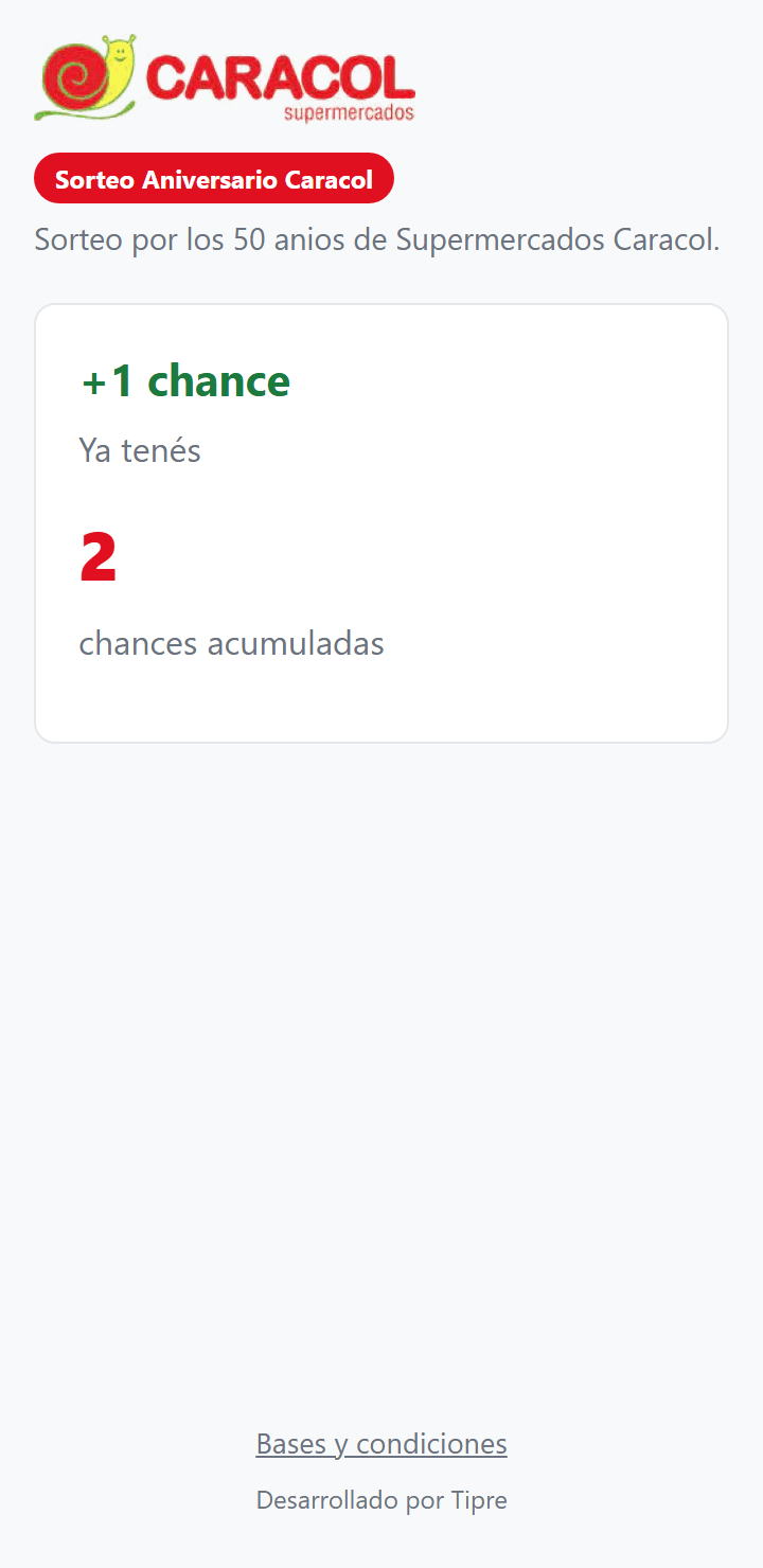 Pantalla de confirmación exitosa