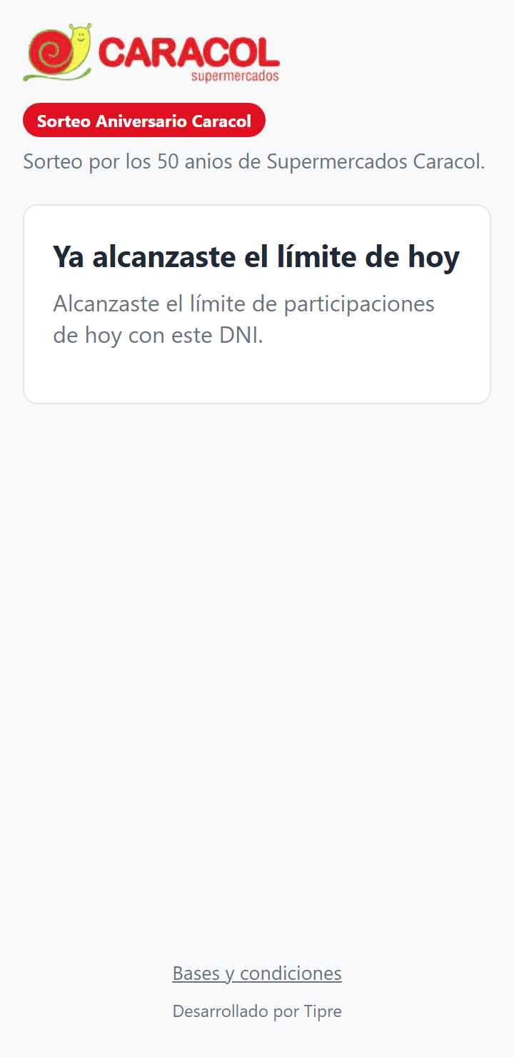 Pantalla: alcanzaste el límite de hoy